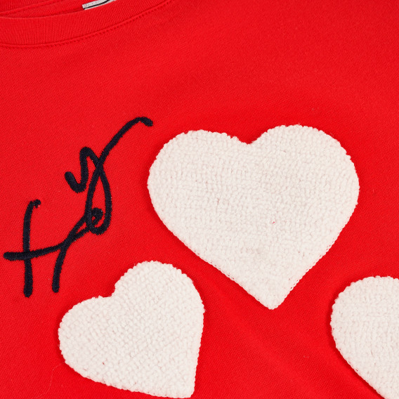Тениска от органичен памук със сърца, червена X&Y 378842 3