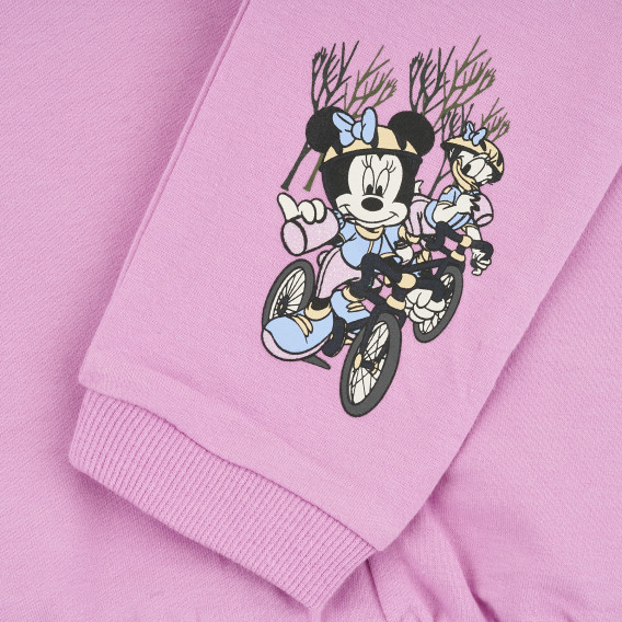 Памучен спортен панталон Minnie Mouse за бебе, лилав Name it 378884 2