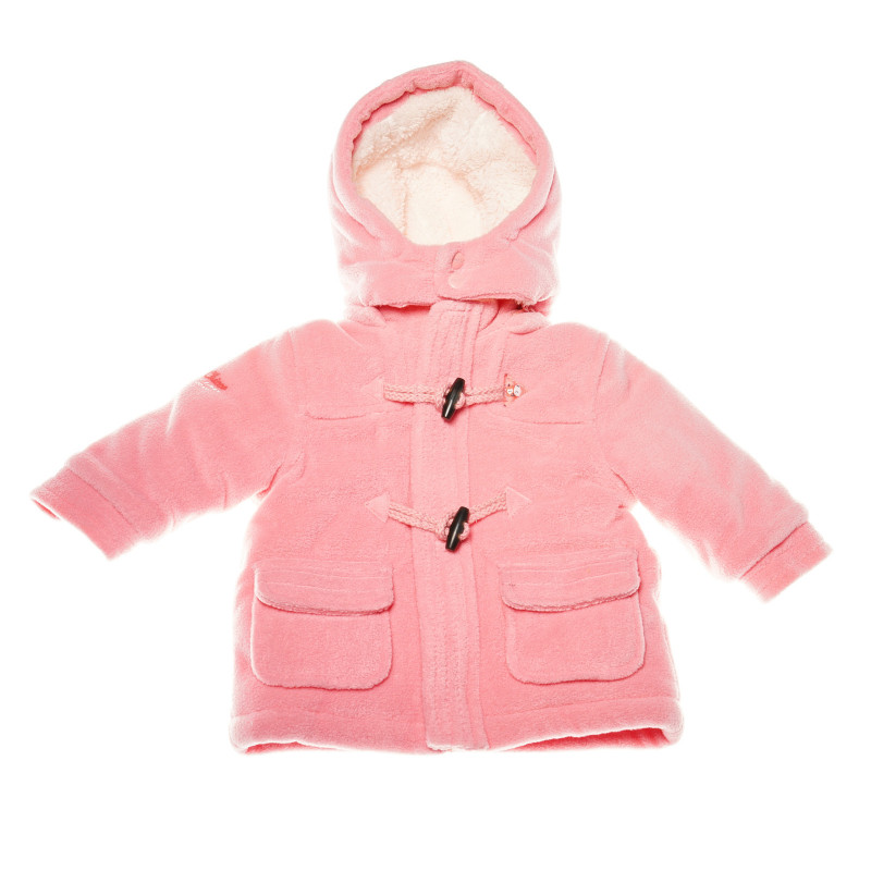 Палто за бебе с цип и копчета, розово  37906