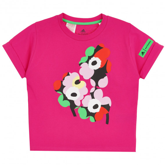 Тениска с графичен принт, розова Adidas 379100 