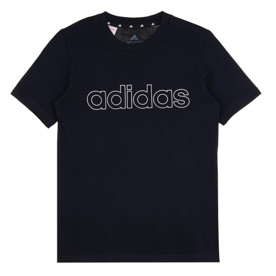 Тениска с надпис на бранда, синя Adidas 379116 