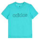 Тениска с надпис на бранда, тюркоаз Adidas 379120 