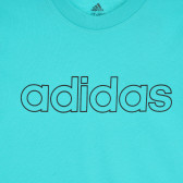 Тениска с надпис на бранда, тюркоаз Adidas 379121 2