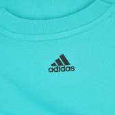 Тениска с надпис на бранда, тюркоаз Adidas 379122 3