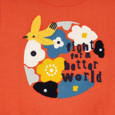 Памучна блуза Bird за бебе, оранжева Boboli 379151 2