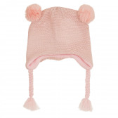Плетена шапка с понпони, розова Cool club 379204 