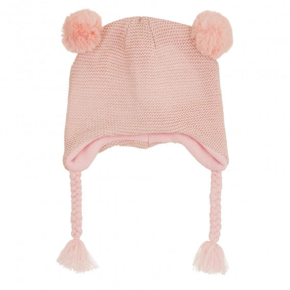 Плетена шапка с понпони, розова Cool club 379204 