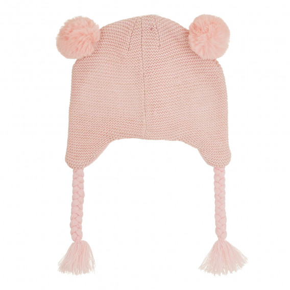 Плетена шапка с понпони, розова Cool club 379205 2