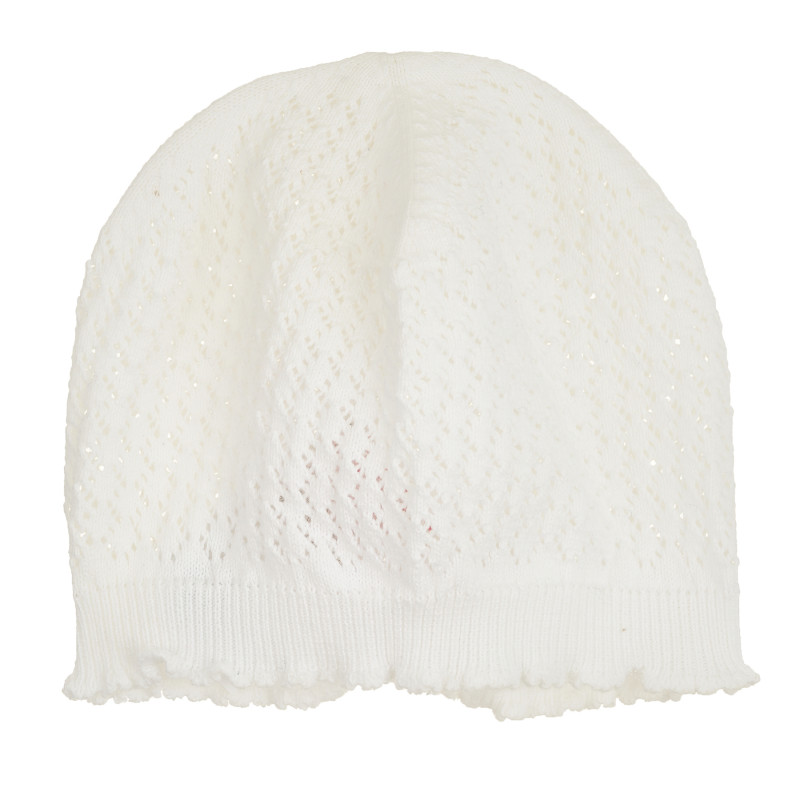 Памучна плетена шапка за бебе, бяла  379326