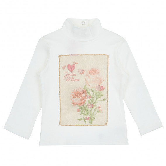 Бяла блуза с щампа на цветя Chicco 379386 