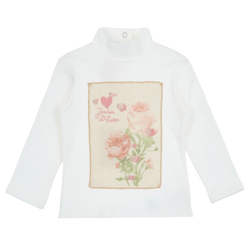 Бяла блуза с щампа на цветя  379386