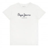 Тениска с къс ръкав и логото на бранда, бял цвят Pepe Jeans 379596 