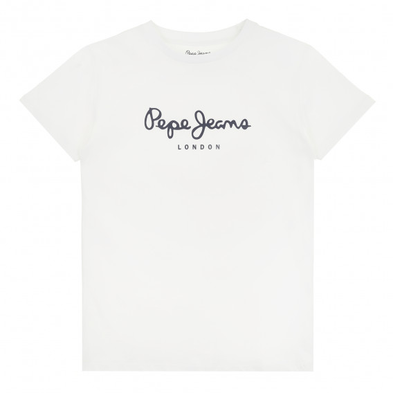 Тениска с къс ръкав и логото на бранда, бял цвят Pepe Jeans 379596 