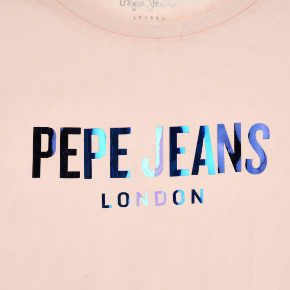 Тениска с къс ръкав и логото на бранда, розова Pepe Jeans 379619 2