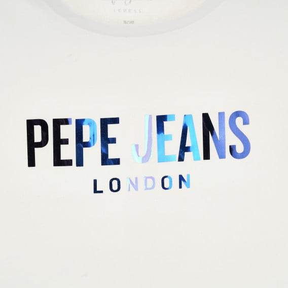 Тениска с къс ръкав и лого на бранда, бяла Pepe Jeans 379623 2