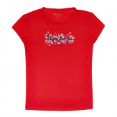 Тениска с къс ръкав и логото на бранда, червена Pepe Jeans 379626 