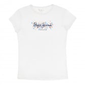 Тениска с къс ръкав и логото на бранда, бяла Pepe Jeans 379630 