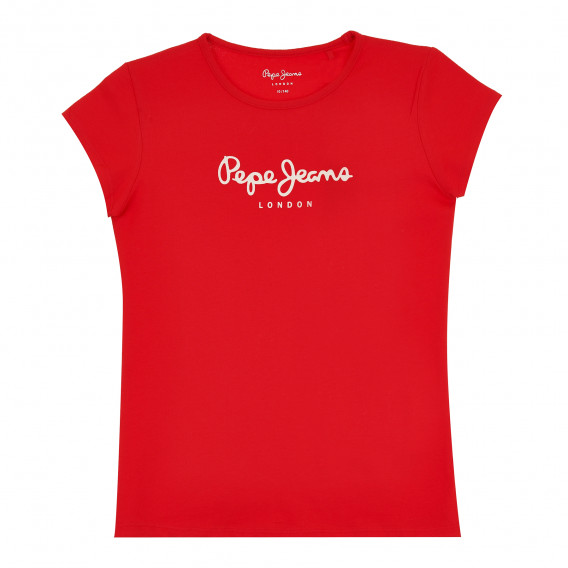 Тениска с лого на бранда, червена Pepe Jeans 379634 
