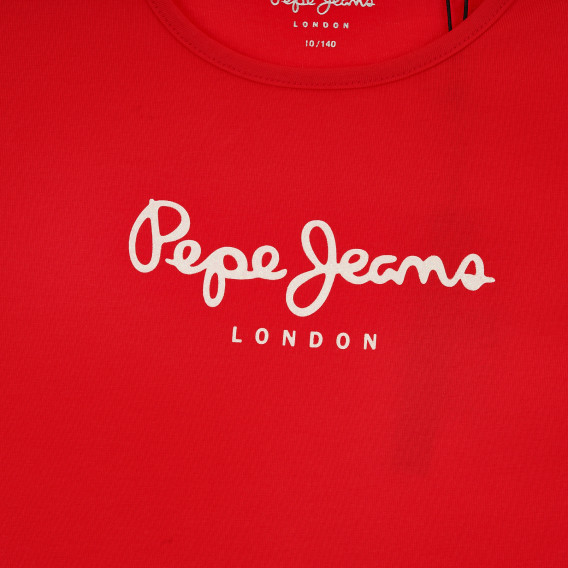 Тениска с лого на бранда, червена Pepe Jeans 379635 2