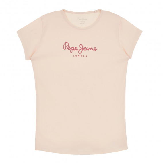 Тениска с лого на бранда, розова Pepe Jeans 379638 