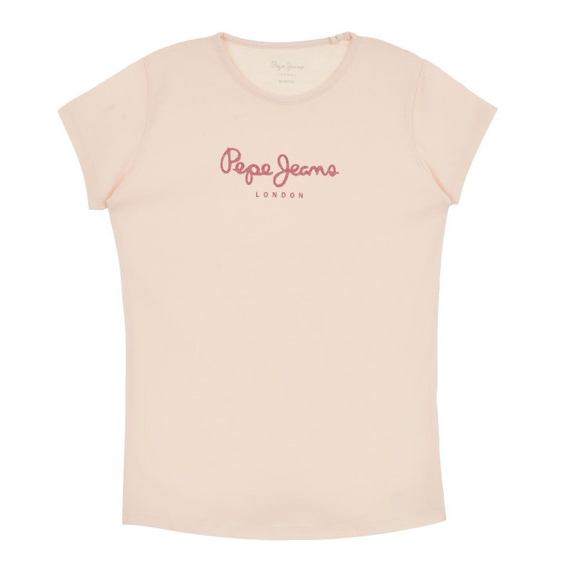 Тениска с лого на бранда, розова  379638