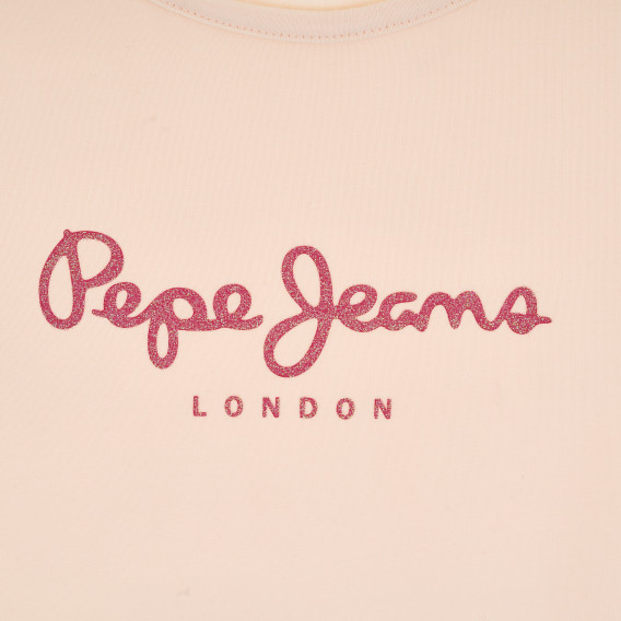 Тениска с лого на бранда, розова Pepe Jeans 379639 2