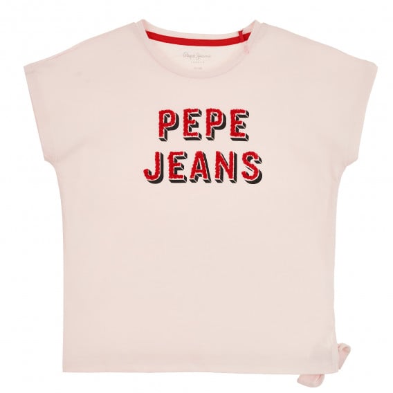 Тениска с декоративна панделка, бяла Pepe Jeans 379650 