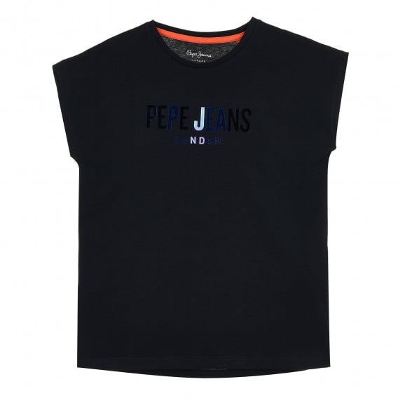 Тениска с къс ръкав и логото на бранда, синя Pepe Jeans 379654 