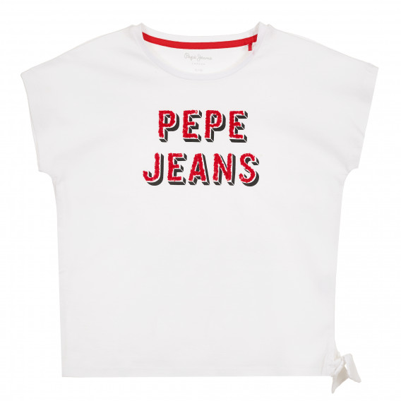 Тениска с декоративна панделка, розова Pepe Jeans 379901 