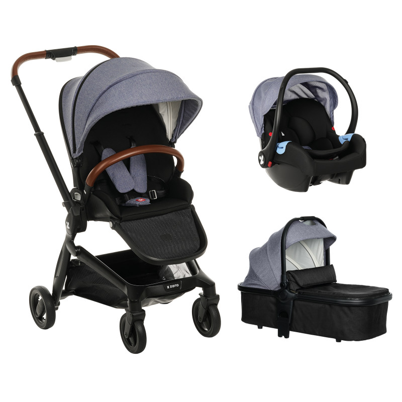 Бебешка количка 3-в-1 ZIZITO Harmony Lux, сива  380019