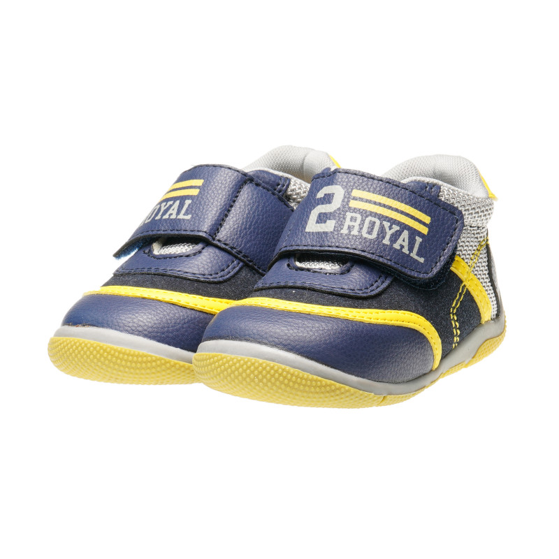 Кожени обувки за бебе момче с жълти детайли  380072