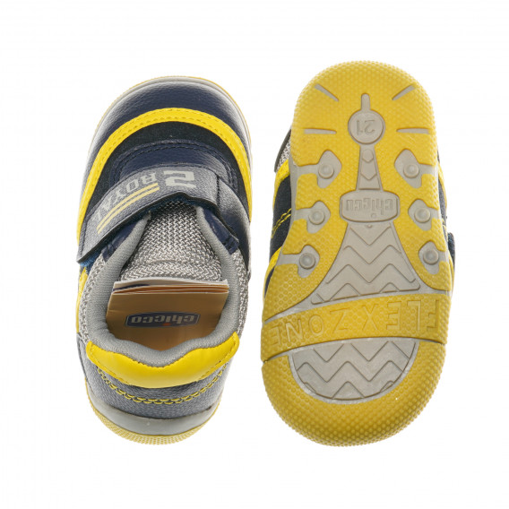 Кожени обувки за бебе момче с жълти детайли Chicco 380074 3
