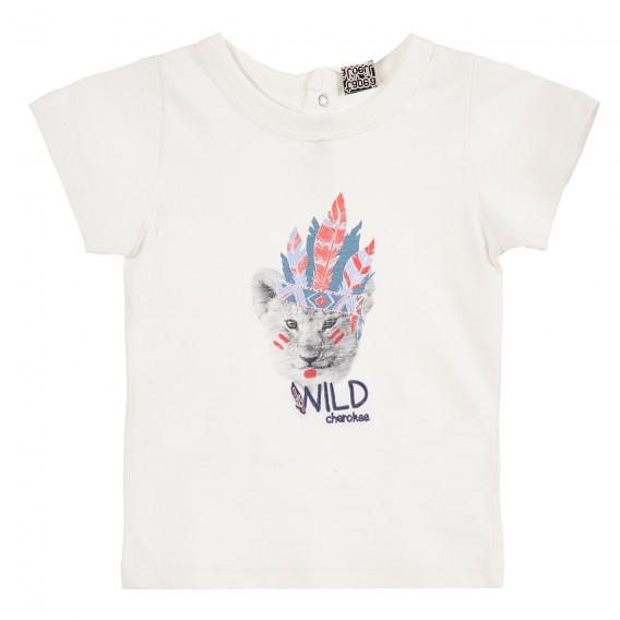 Памучна тениска за бебе за момче бяла Tape a l'oeil 380079 