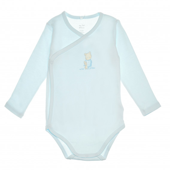 Памучно боди с дълъг ръкав за бебе за момче синьо Chicco 380238 