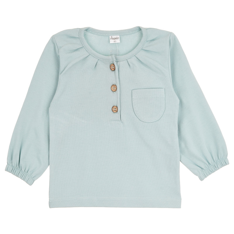 Памучна блуза с джоб, зелена  380648