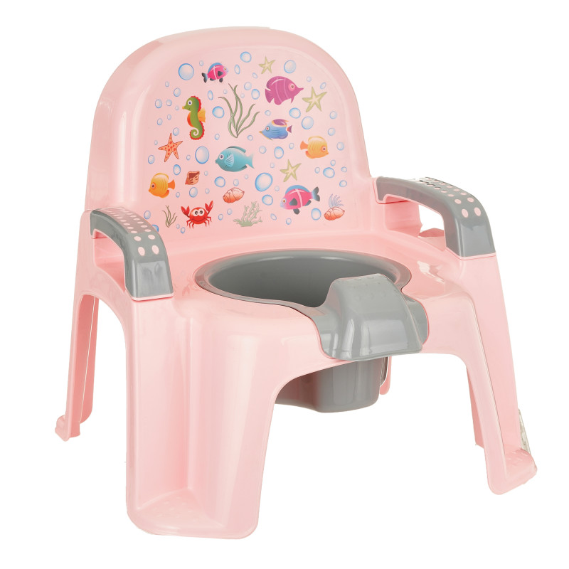 Детско гърне столче с морска апликация, розово  380730