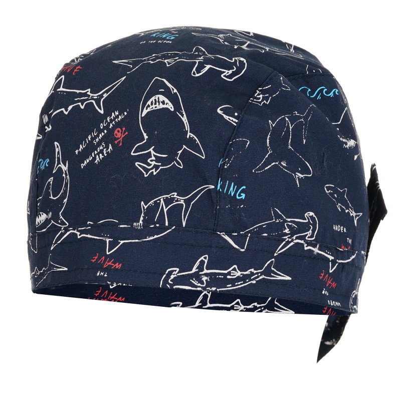 Памучна шапка за момче с акули, синя  380856