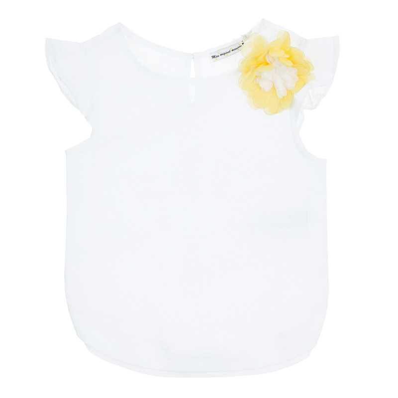 Памучна тениска с цвете, бяла  380992