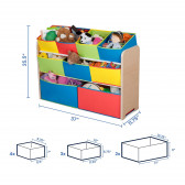 Детски дървен органайзер с етажерка - 3 нива с 9 кутии за съхранение Ginger Home 381129 4