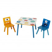 Детска дървена маса с 2 столчета- за игра, рисуване, хранене Ginger Home 381185 