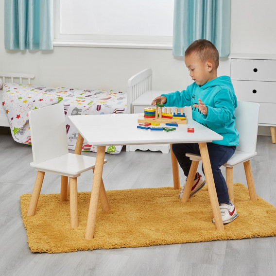 Детска дървена маса с 2 столчета - за игра, рисуване, хранене Ginger Home 381229 5