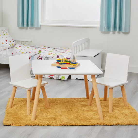 Детска дървена маса с 2 столчета - за игра, рисуване, хранене Ginger Home 381231 4