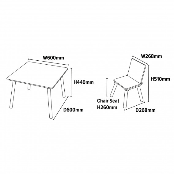 Детска дървена маса с 2 столчета - за игра, рисуване, хранене Ginger Home 381232 6