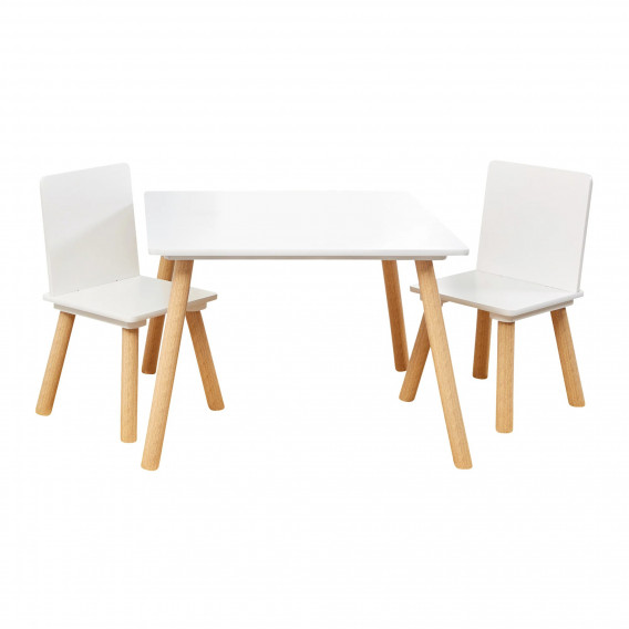 Детска дървена маса с 2 столчета - за игра, рисуване, хранене Ginger Home 381233 