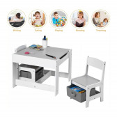 Детска дървена маса двустранна- с черна дъска  и 2 столчета Ginger Home 381261 5