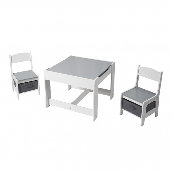Детска дървена маса двустранна- с черна дъска  и 2 столчета Ginger Home 381265 9