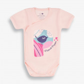 Бебешко боди с къс ръкав и цветна щампа , розово- органичен памук PIPPO&PEPPA 381364 