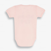 Бебешко боди с къс ръкав и цветна щампа , розово- органичен памук PIPPO&PEPPA 381365 2