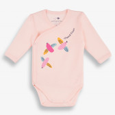 Бебешко боди с дълъг ръкав с цветна щампа, розово-органичен памук PIPPO&PEPPA 381376 