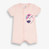 Гащеризон с къс ръкав за бебе момиче, розов-органичен памук PIPPO&PEPPA 381388 